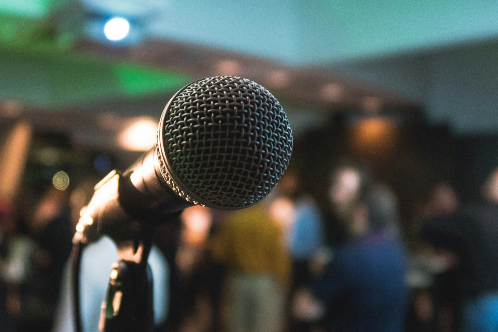 Microphone ready at a live business event